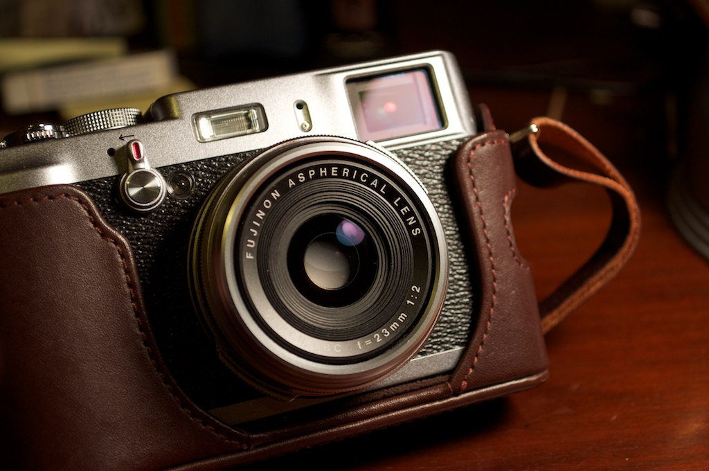 Camera in leather case