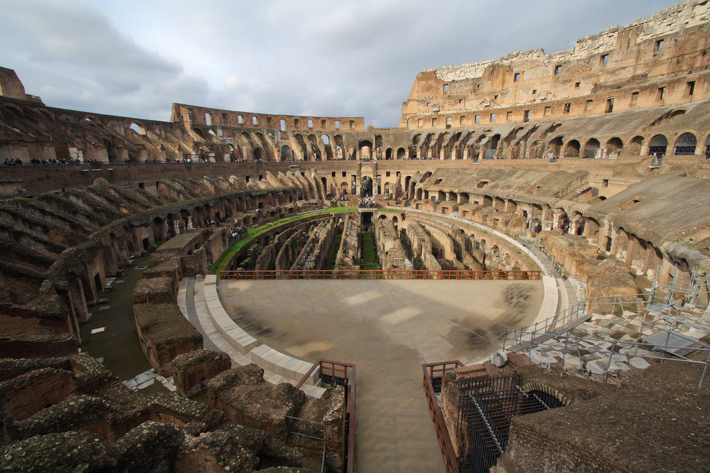 Colosseum Stadium and ancient Roman roads