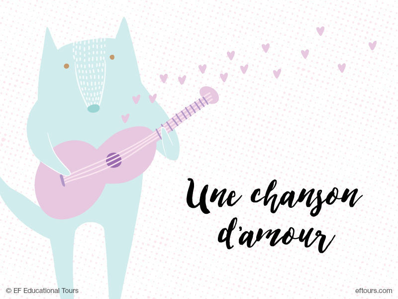 cute french love song animal with guitar