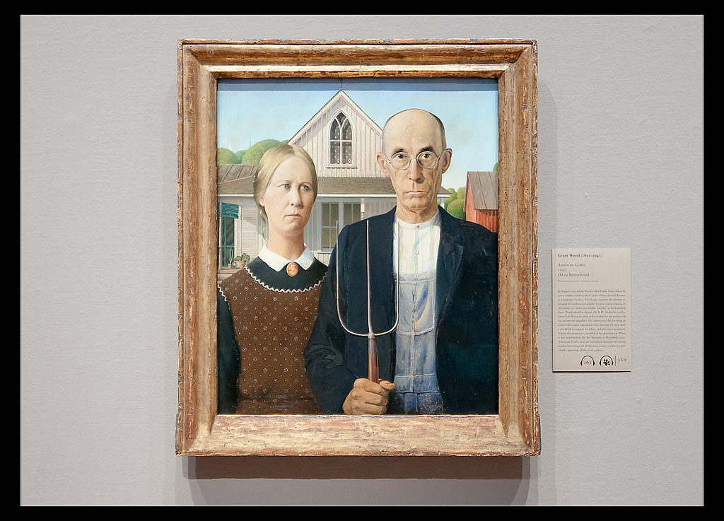 Art Institute of Chicago famous paintings, American Gothic by Grant Wood