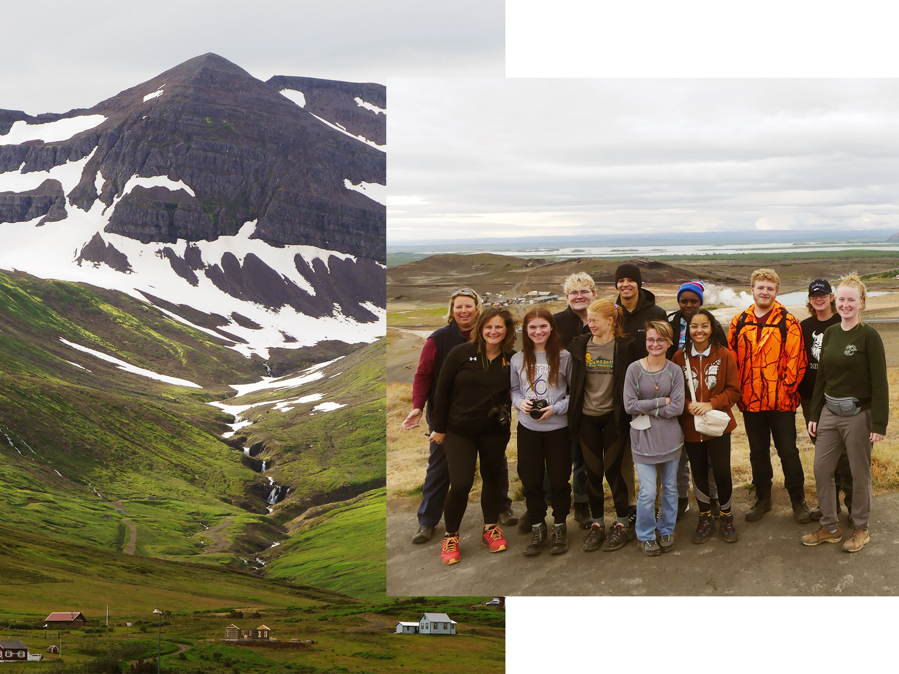 collage of students on a mountain in Iceland ready to travel again