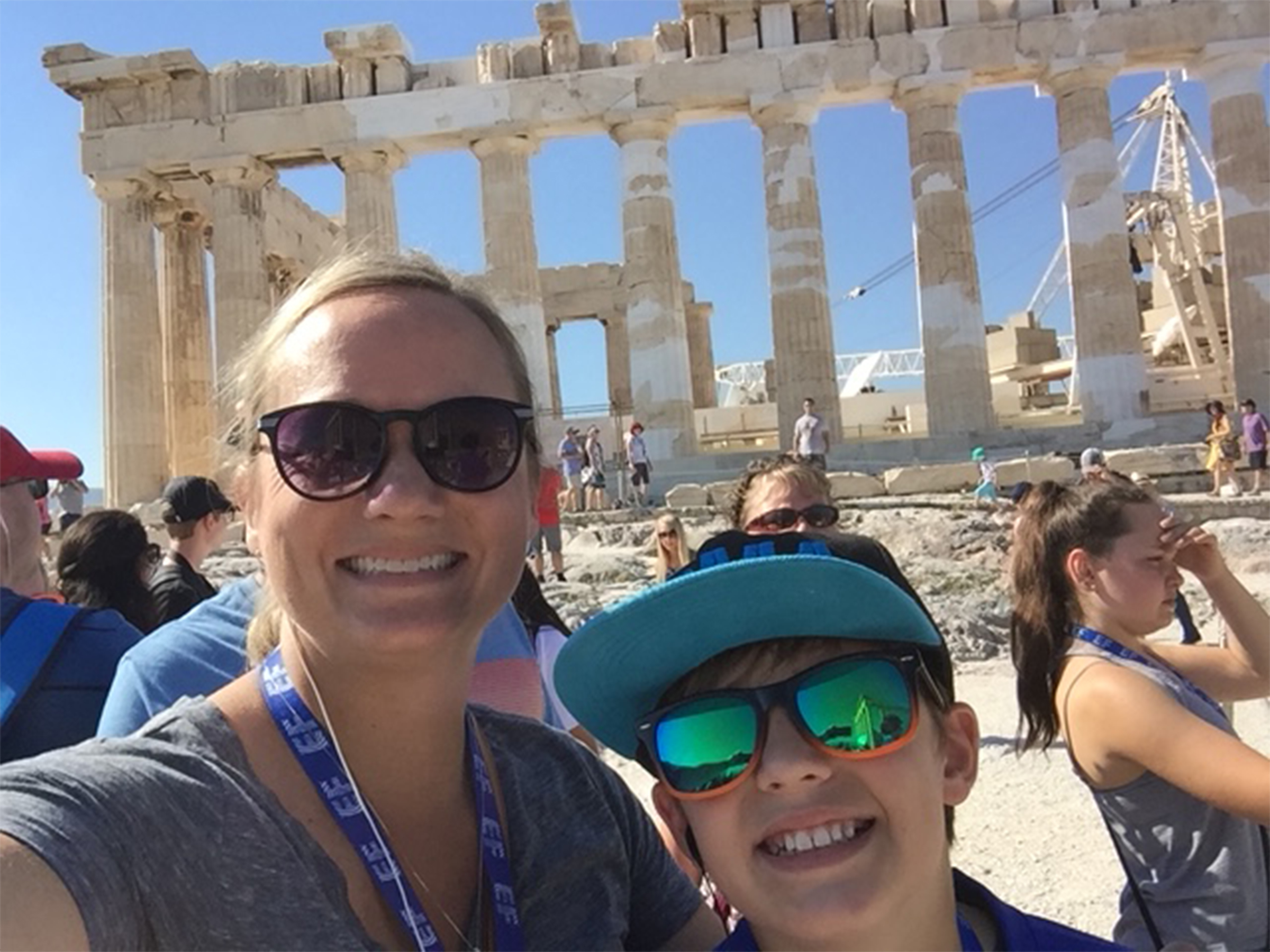 Heather with one of her student travelers on an EF tour in Greece