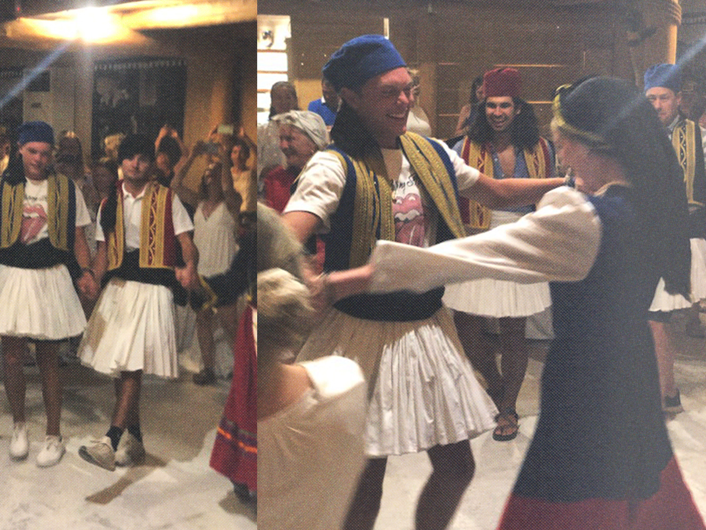 Travelers dancing during Greek Night in Athens as they bond and make student connections