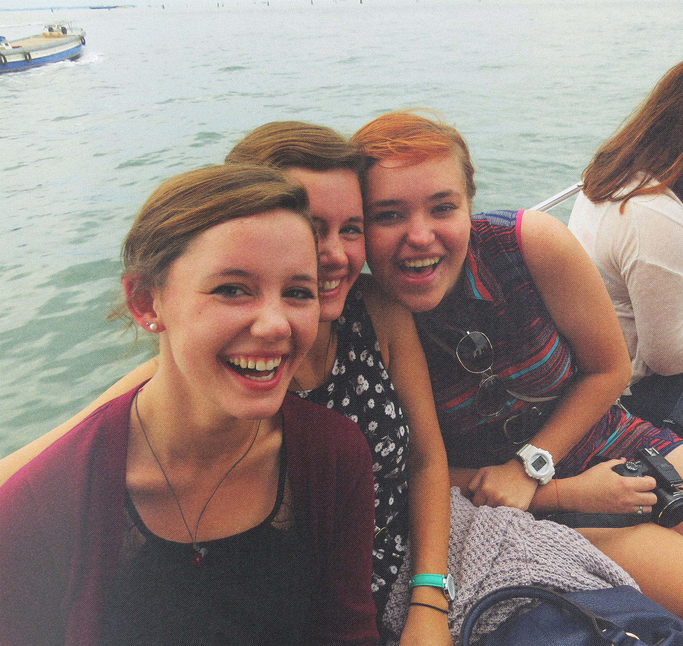 Students on a boat in Venice, particularly picturesque for one of Richard's most memorable teaching moments.
