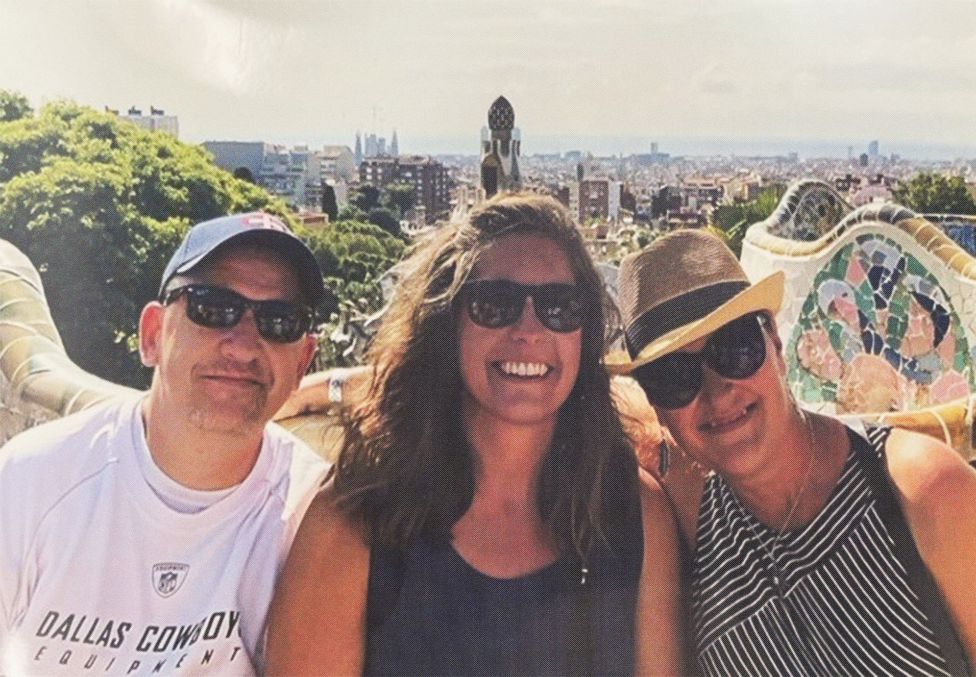 A most memorable teaching moment: Richard and some chaperones posing at Park Guell in Barcelona.
