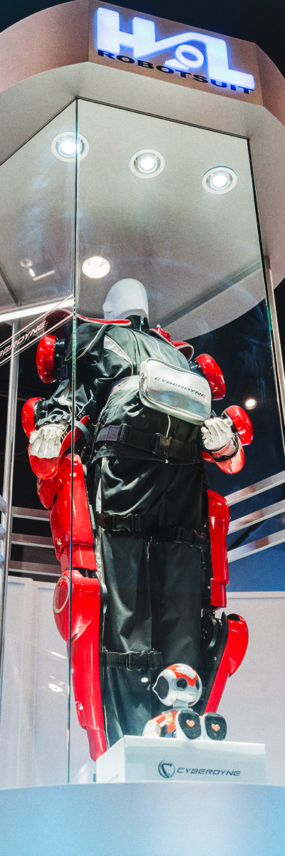A cybernetic suit, demonstrating incredible STEM innovations in wearable tech