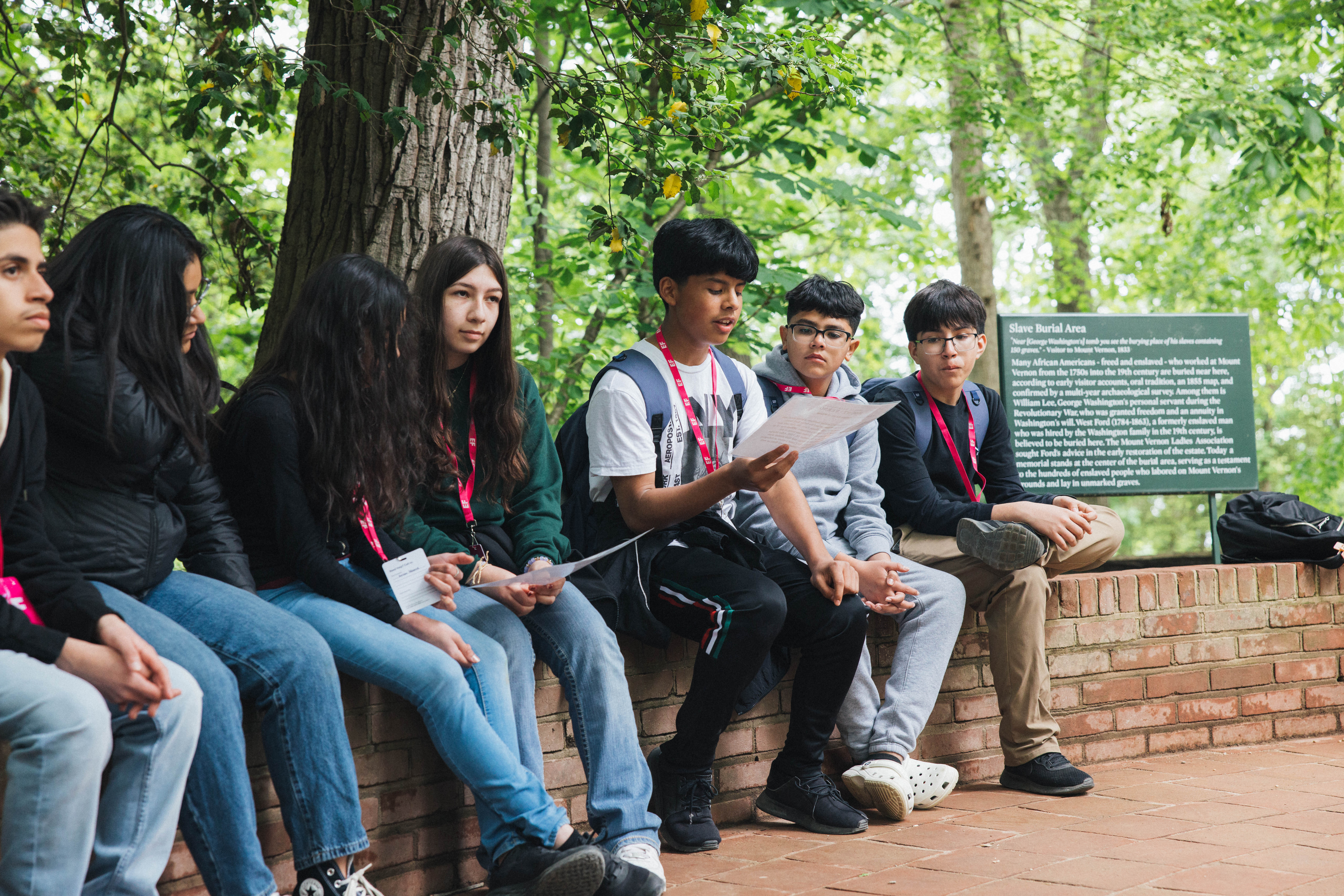 Inside Mount Vernon: Tamika's students read tributes to the enslaved people who worked there.