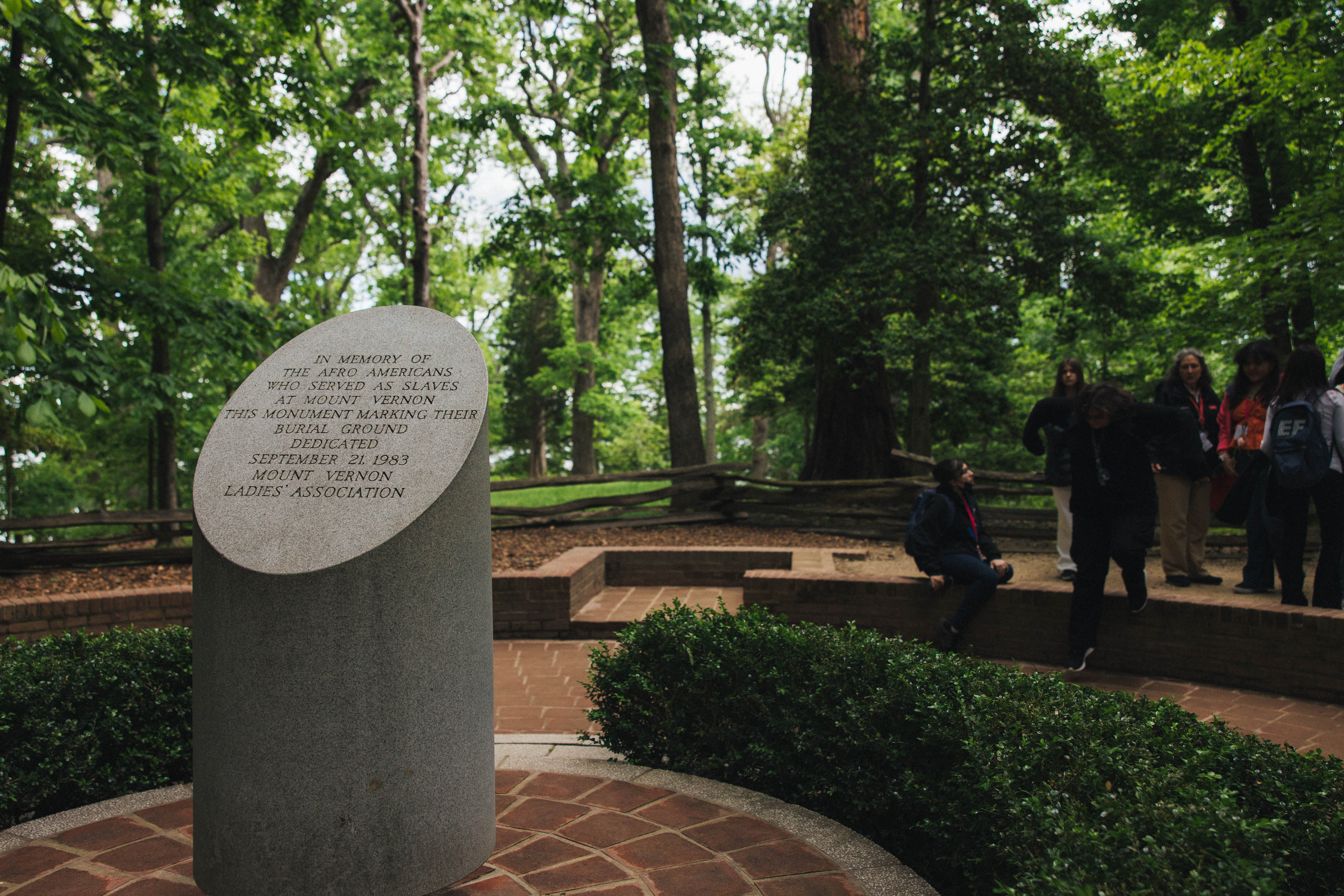Inside Mount Vernon: A photo of the Slave Memorial, designed by architecture students from nearby Howard University.